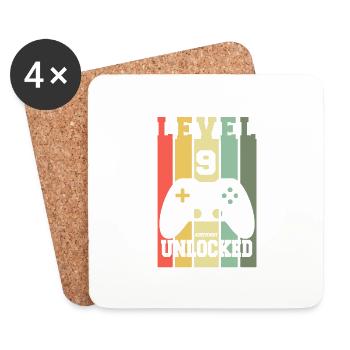 Level 9 Achievement Unlocked 9th Bday Gamer Design - Untersetzer (4er-Set) - Weiß - Vorne