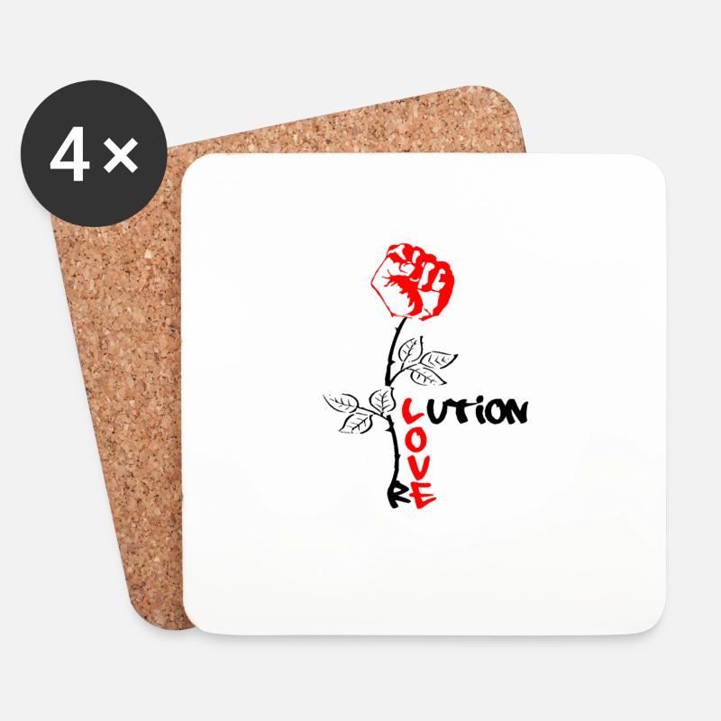 Revolution Love Faust Rose Widerstand Rebellion - Untersetzer (4er-Set) - Weiß
