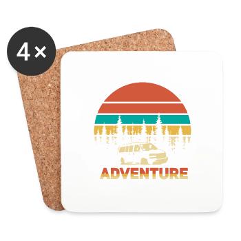 Retro Campervan Geschenk I Van Camping Bus - Untersetzer (4er-Set) - Weiß - Vorne
