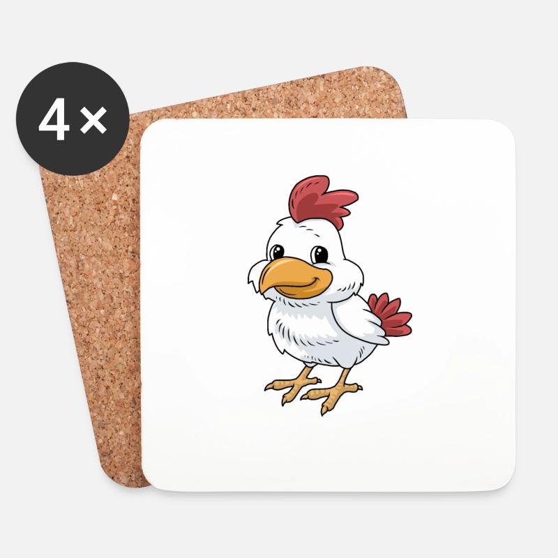 Kleines Hühnchen - Untersetzer (4er-Set) - Weiß