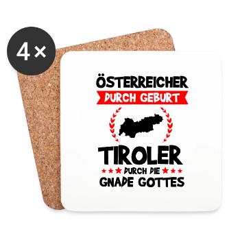 Tirol Tiroler Südtirol Österreich Lustig Geschenk - Untersetzer (4er-Set) - Weiß - Vorne