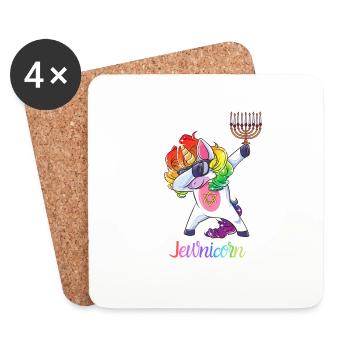 Jewnicorn-Jewish Dabbing Unicorn Hanukkah - Untersetzer (4er-Set) - Weiß - Vorne