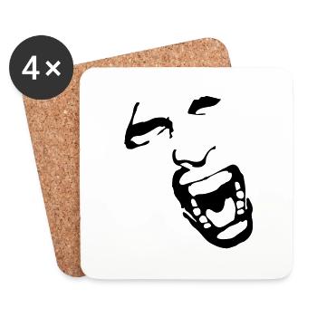 Crying face / Pain / Gesicht / Schmerz - Untersetzer (4er-Set) - Weiß - Vorne