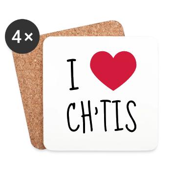 Ch'ti / Nord / Chti / Ch'ti mi / Nordiste - Dessous de verre (lot de 4) - blanc - Devant