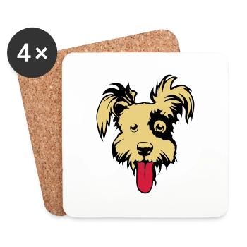 chien caniche dessin 202 - Dessous de verre (lot de 4) - blanc - Devant