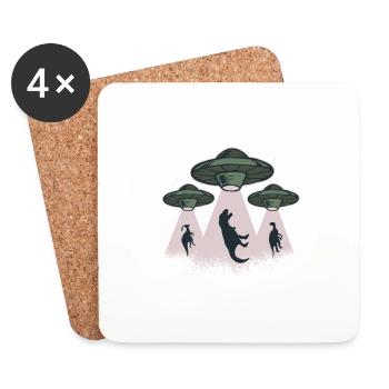 Les dinosaures OVNI sont enlevés par l’OVNI alien - Dessous de verre (lot de 4) - blanc - Devant