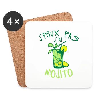 citation peux pas mojito alcool humour v - Dessous de verre (lot de 4) - blanc - Devant