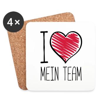 ich liebe mein team herz - Untersetzer (4er-Set) - Weiß - Vorne