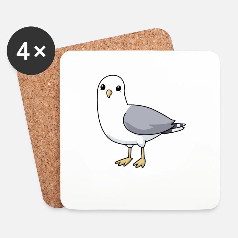 Comic Möwe Gull - Untersetzer (4er-Set) - Weiß
