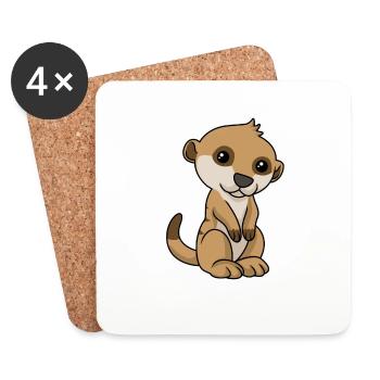 Suricate dessin animé suricate - Dessous de verre (lot de 4) - blanc - Devant