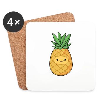 Comic Ananas Pineapple - Untersetzer (4er-Set) - Weiß - Vorne