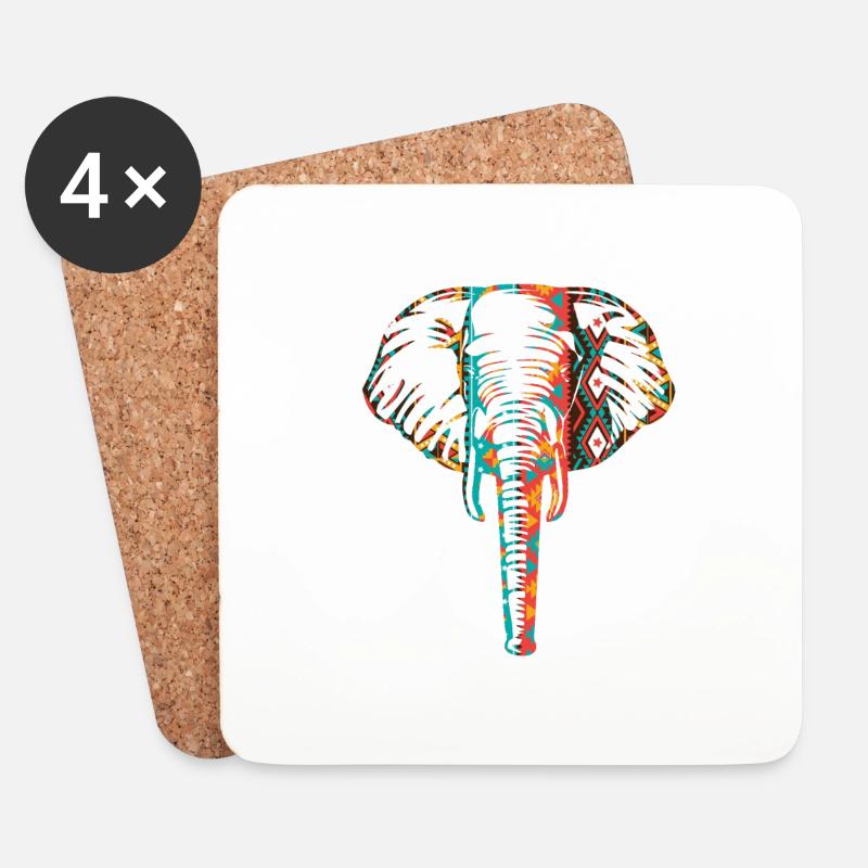 Afrika Elefant Kopf front - Untersetzer (4er-Set) - Weiß