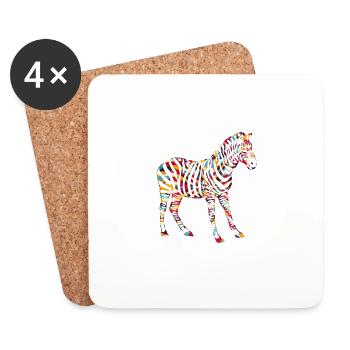 Africa colorful zebra - Coasters (set of 4) - white - Front