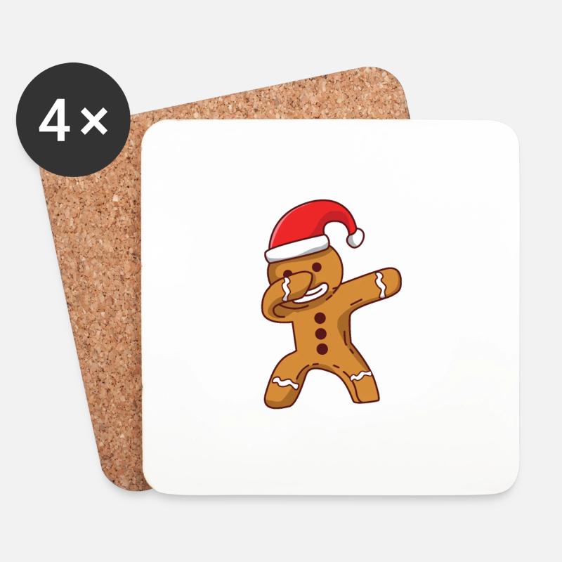 Dabbing Lebkuchenmann Weihnachten Humor - Untersetzer (4er-Set) - Weiß