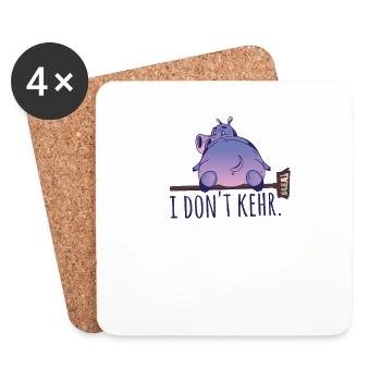 I don't sweep word joke for cleaning lady fat hippo - Coasters (set of 4) - white - Front