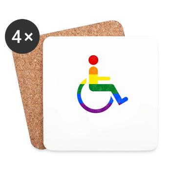 Chemise arc-en-ciel gay en fauteuil roulant drôle - Dessous de verre (lot de 4) - blanc - Devant