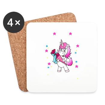 Formation classe Unicorn glitter Schultüte - Dessous de verre (lot de 4) - blanc - Devant