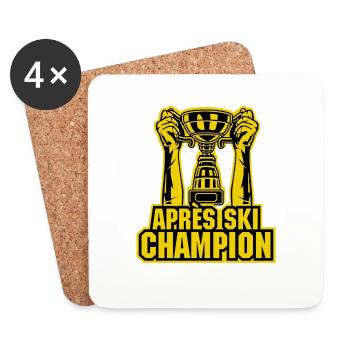 Après Ski Champion Ski T-Shirt - Untersetzer (4er-Set) - Weiß - Vorne