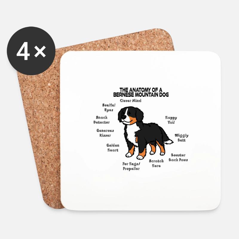 Anatomie Berner Sennenhund - Untersetzer (4er-Set) - Weiß