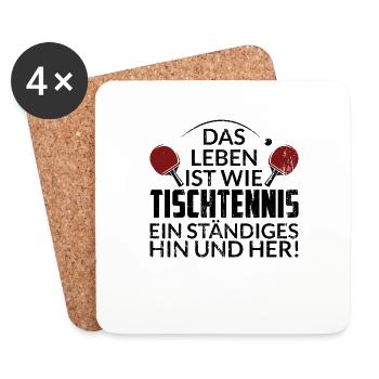 Tischtennis Geschenkidee Tischtennisball Spruch - Untersetzer (4er-Set) - Weiß - Vorne