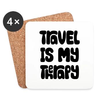 Travel Is My Therapy - Untersetzer (4er-Set) - Weiß - Vorne