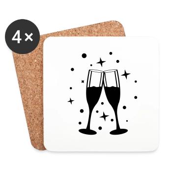 sekt anstossen design - Untersetzer (4er-Set) - Weiß - Vorne