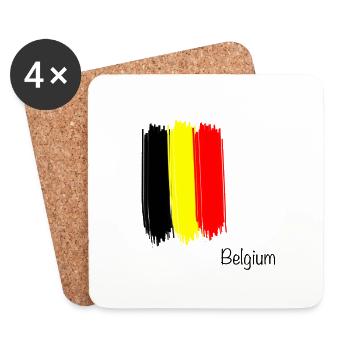 cool drapeau belge belgique belgique cadeau - Dessous de verre (lot de 4) - blanc - Devant