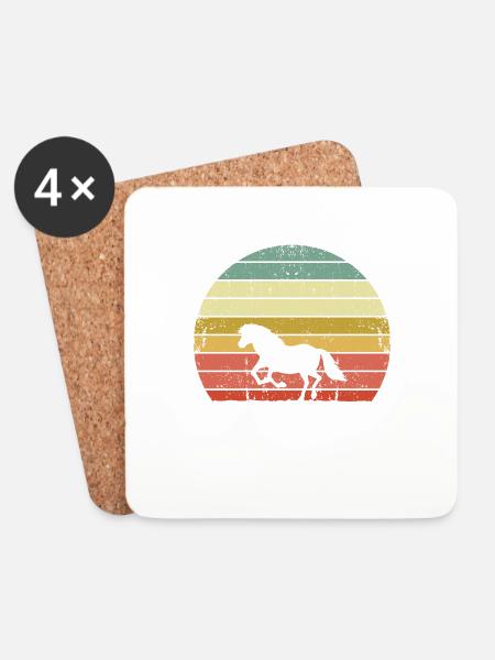 Retro Vintage Horse - Untersetzer (4er-Set) - Weiß