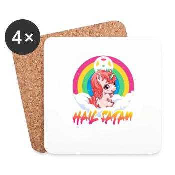 Hail Satan Einhorn Satanist 666 Atheist Humor - Untersetzer (4er-Set) - Weiß - Vorne