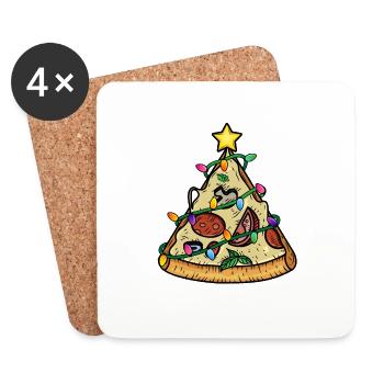 Pizza Christmas Tree Pyramide - Untersetzer (4er-Set) - Weiß - Vorne