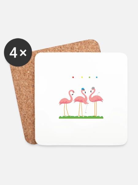 Funny Golf Friends Graphic Flamingo Golf - Untersetzer (4er-Set) - Weiß