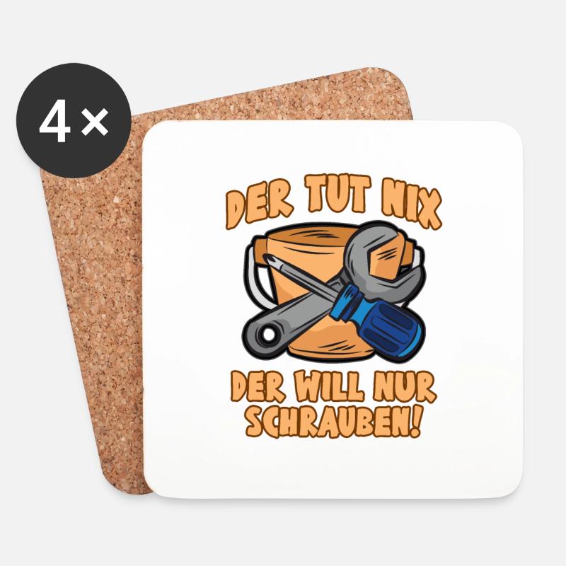 Der Tut Nix Der Will Nur Schrauben! Mechaniker - Untersetzer (4er-Set) - Weiß