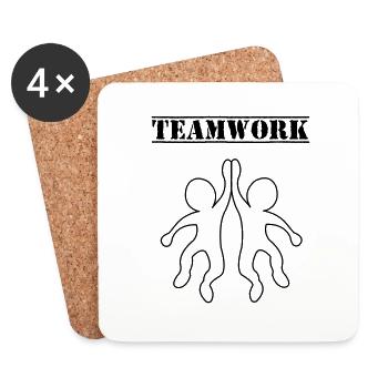 teamwork_01 - Untersetzer (4er-Set) - Weiß - Vorne