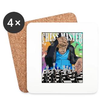 Chess Master Chimpanzee Chess Gift - Coasters (set of 4) - white - Front