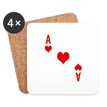 Heart Ace Playing Card Poker Gift Card Player - Coasters (set of 4) - white - Front