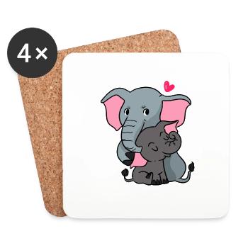 Loving family elephant - Coasters (set of 4) - white - Front