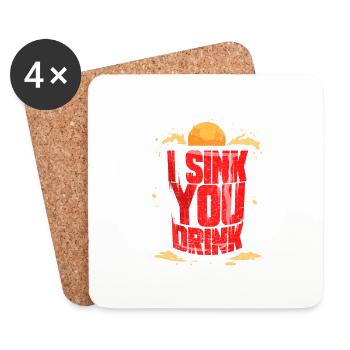 Beer Pong Beerpong Beer Mug Funny Saying Logo - Coasters (set of 4) - white - Front