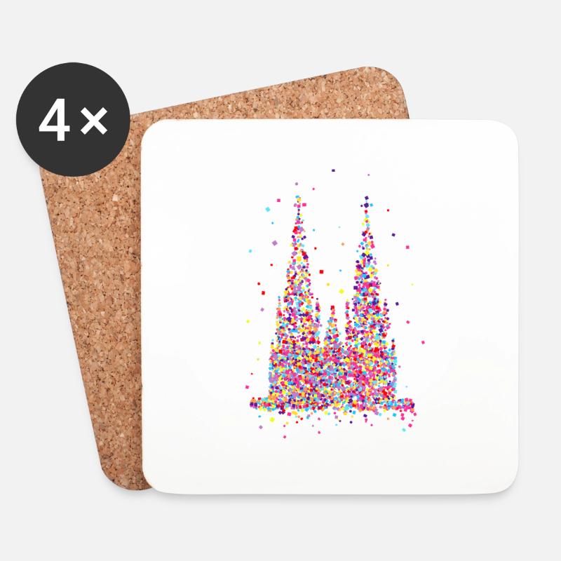 Kölner Dom, Konfetti - Untersetzer (4er-Set) - Weiß