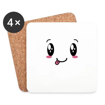 Smily cute Happy Emoji Funny - Untersetzer (4er-Set) - Weiß - Vorne