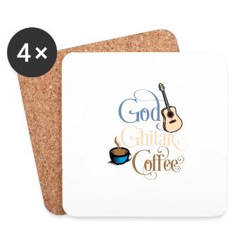 Café God Guitar - Dessous de verre (lot de 4) - blanc - Devant