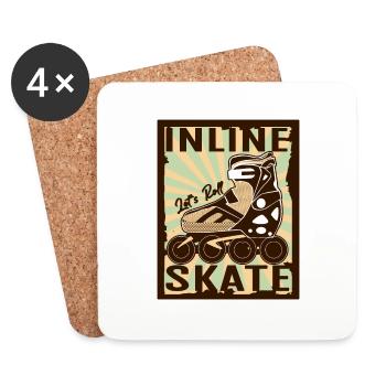 inline skates inlineskater - Coasters (set of 4) - white - Front