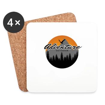 Adventure Nature Mountain Camping Hiking Outdoor - Coasters (set of 4) - white - Front