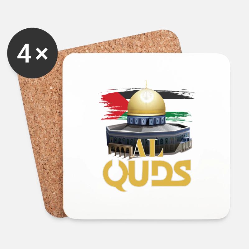 Quds Palästina - Untersetzer (4er-Set) - Weiß