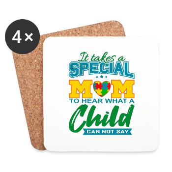 AUTISM MOM Autism Awareness Gift - Coasters (set of 4) - white - Front