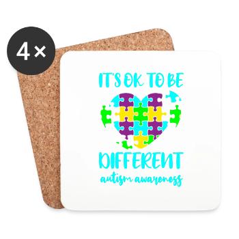AUTISM DIFFERENT IS OK Gift for autistic people - Coasters (set of 4) - white - Front