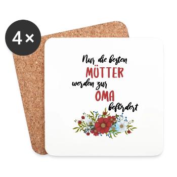 Nur die besten Mütter werden zur Oma befördert - Untersetzer (4er-Set) - Weiß - Vorne