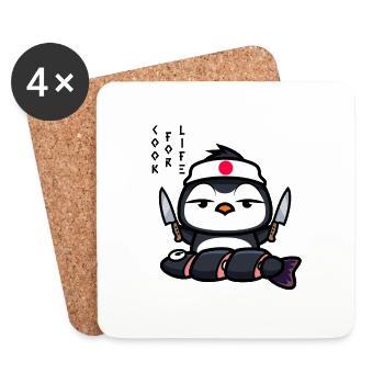 Japanischer Koch - Untersetzer (4er-Set) - Weiß - Vorne