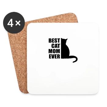 Meilleur chat maman jamais - Kitty Meow - Dessous de verre (lot de 4) - blanc - Devant