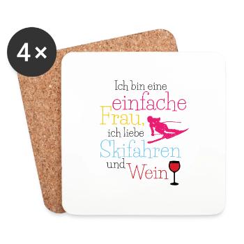 I am a simple woman skiing wine - Coasters (set of 4) - white - Front