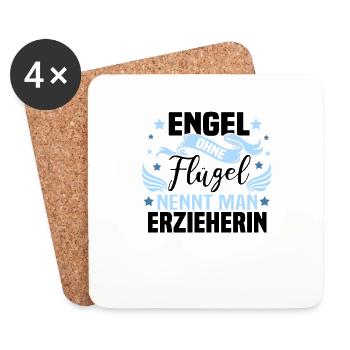 Lustiges Erzieherin Kinder Kindergarten Geschenk - Untersetzer (4er-Set) - Weiß - Vorne